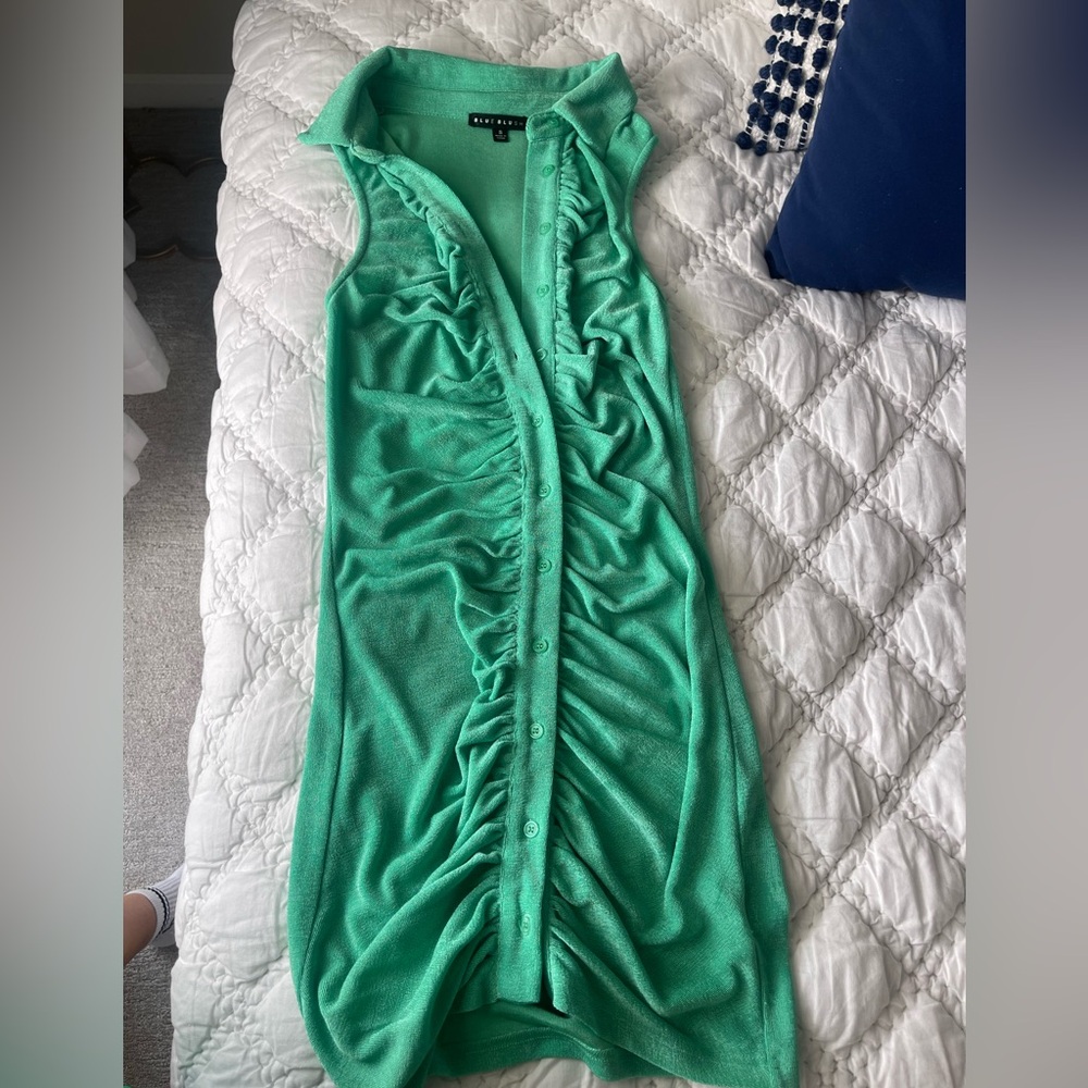 Blue Blush Vibrant Green Ruched Maxi Dress